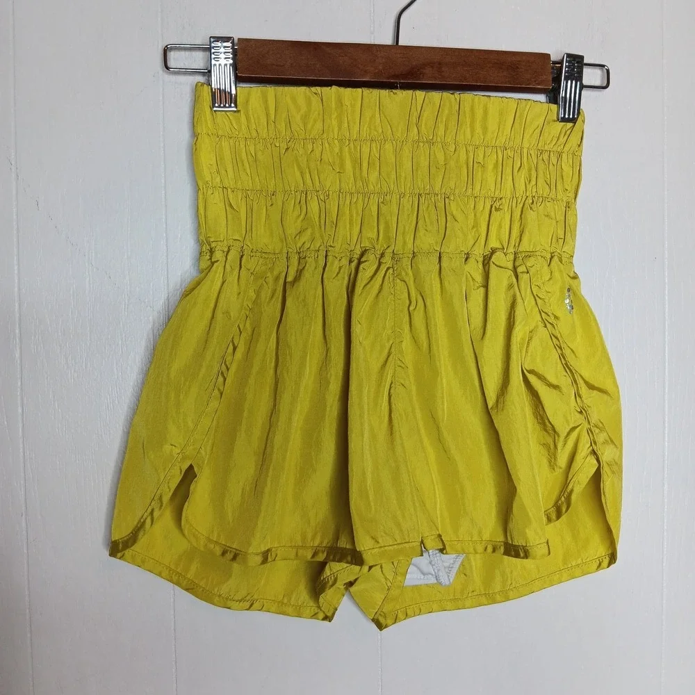 Free People FP Movement The Way Home Shorts XS Yellow Running Athleisure Workout